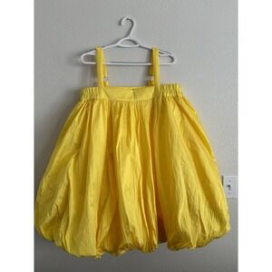 NEW Bloni‎ Anthropologie Bubble Dress Square Neck Taffeta Yellow Large Petite